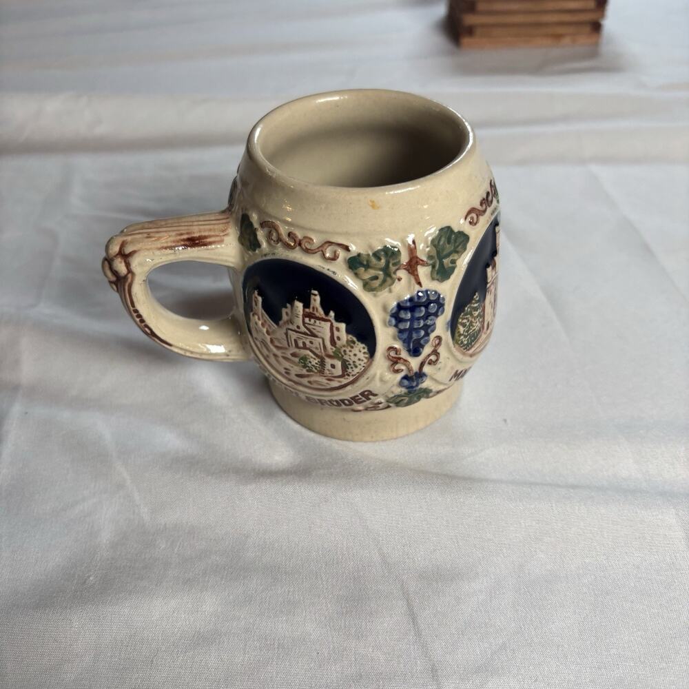 Vtg Cobalt Blue Small Beer Stein Mug Castles Original Gerz Gerzit W Germany